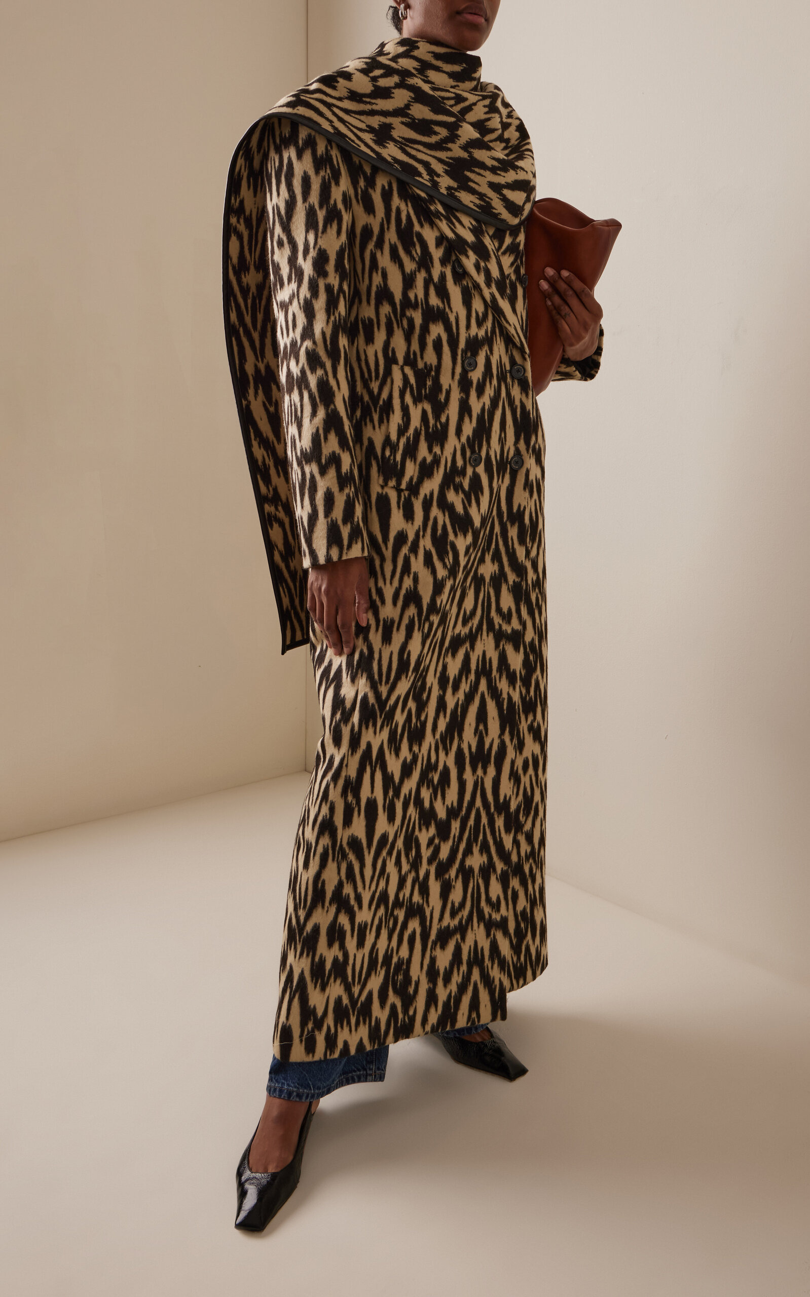 The Demi Printed Virgin Wool Coat off-white - 3