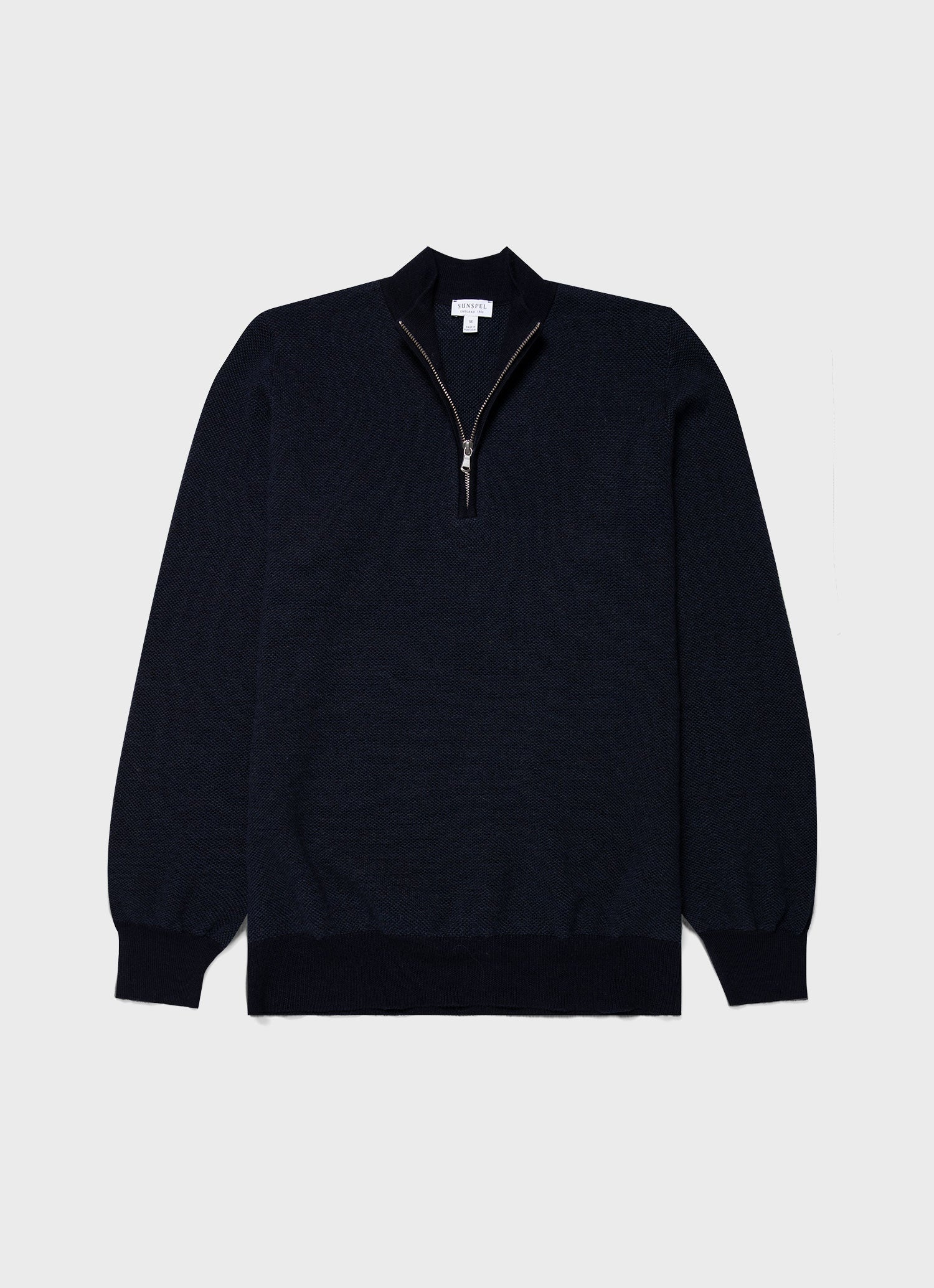 Merino Honeycomb Zip Neck Jumper - 1