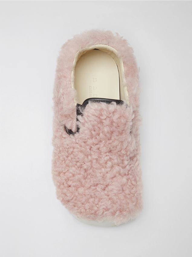 LIGHT BLUE SHEARLING SLIP-ON SNEAKER WITH MAXI MARNI LOGO - 4