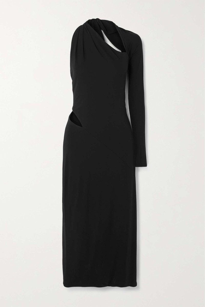Cutout one-shoulder stretch-jersey midi dress - 1