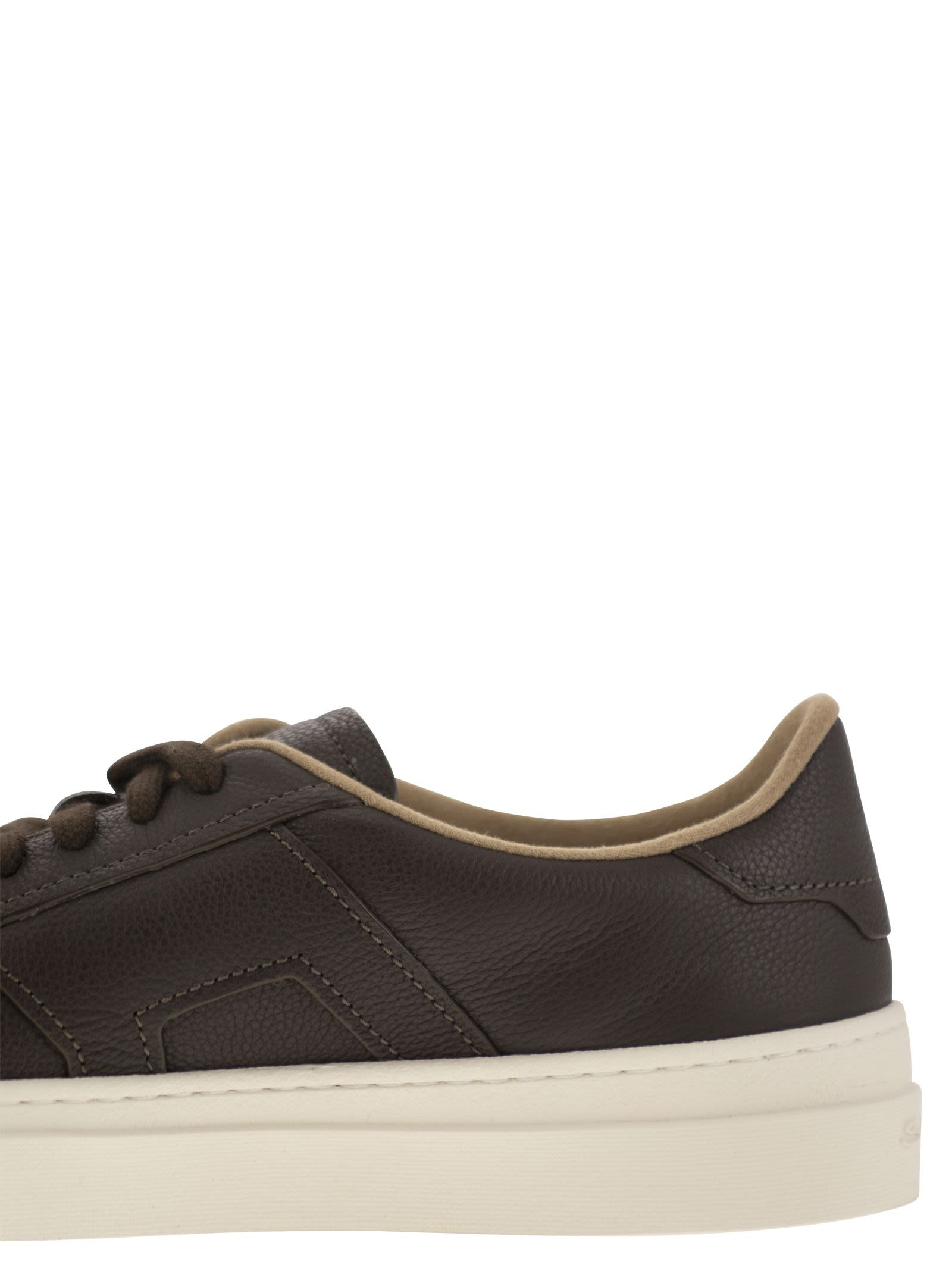 Santoni Men Tumbled Leather Double Buckle Trainer - 7