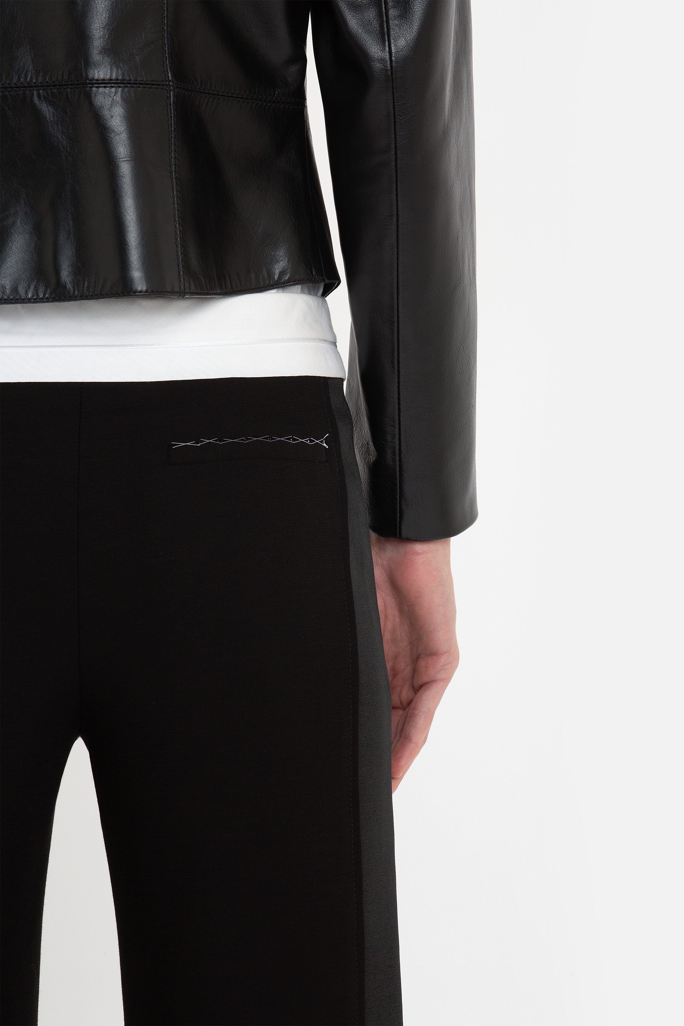 Tailored Leather Biker Jacket In Black - 7