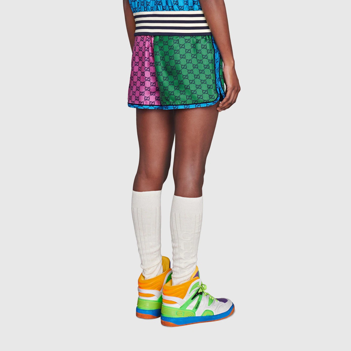 GG Multicolor silk twill shorts - 4