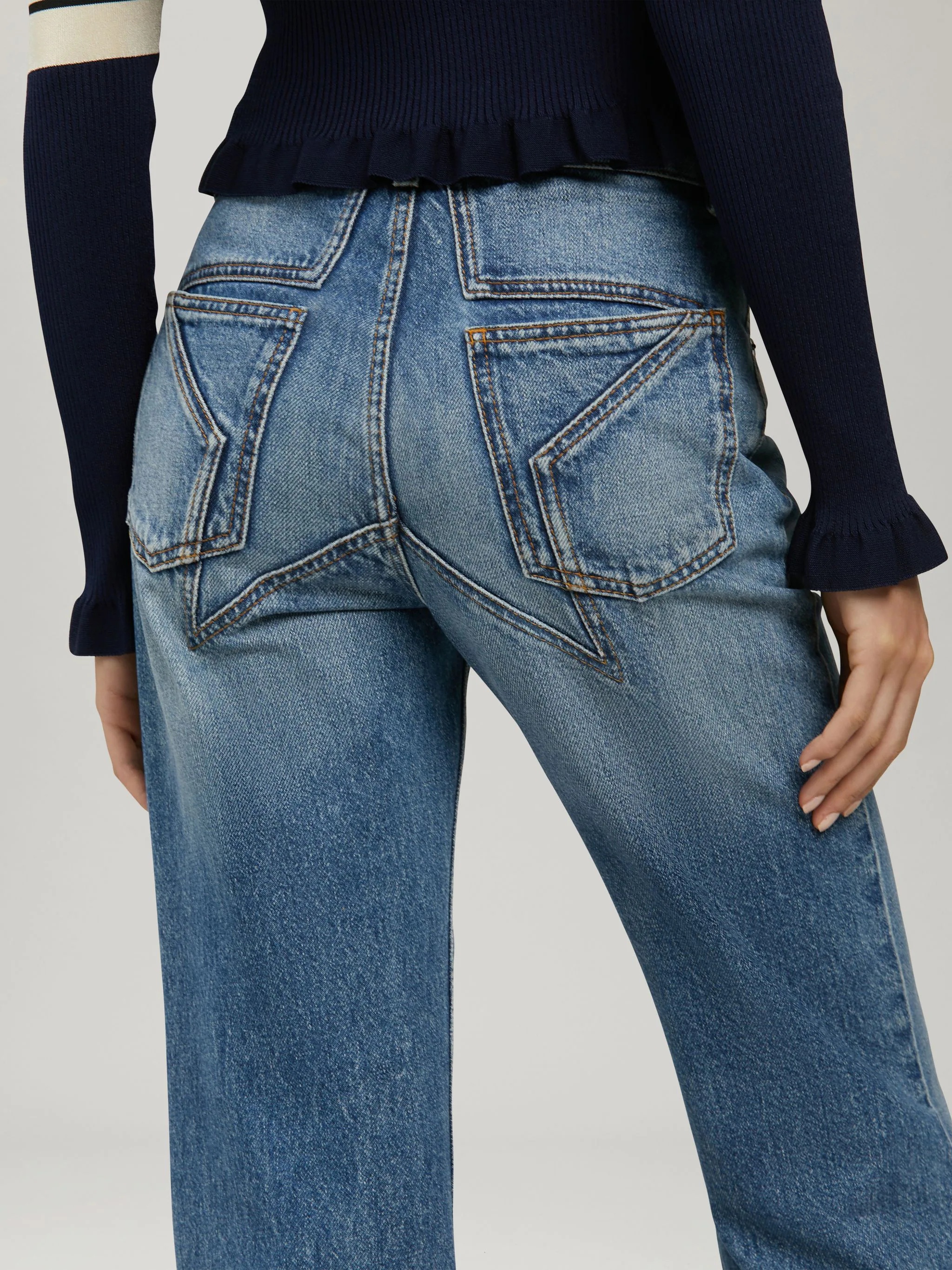 STAR FLARE DENIM PANTS - 6