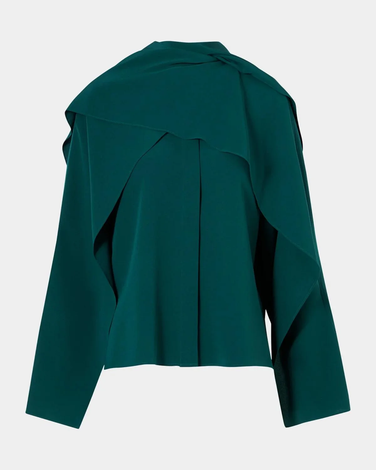 Silk Crepe Sleeve Panel Button-Down Blouse - 1