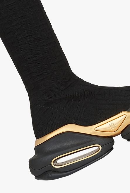 Black knit and suede B-Bold thigh-high sneakers - 5
