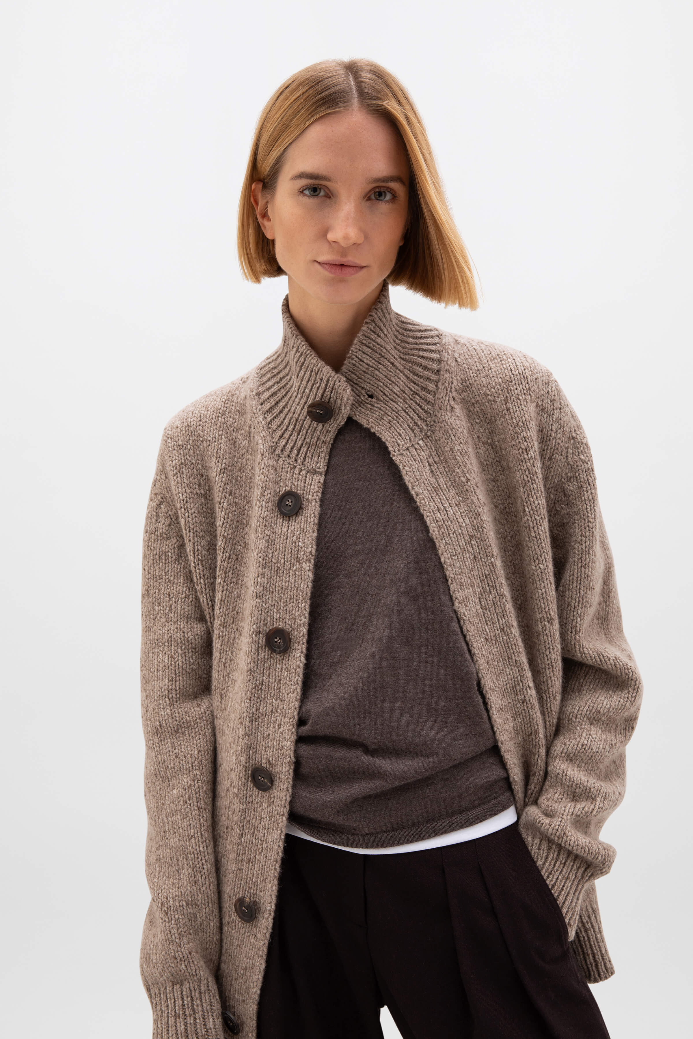 Donegal Cashmere Natural Cardigan - 6