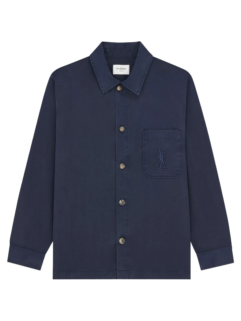 Saint Laurent Men Cotton Linen Gabardine Cassandre Overshirt - 1