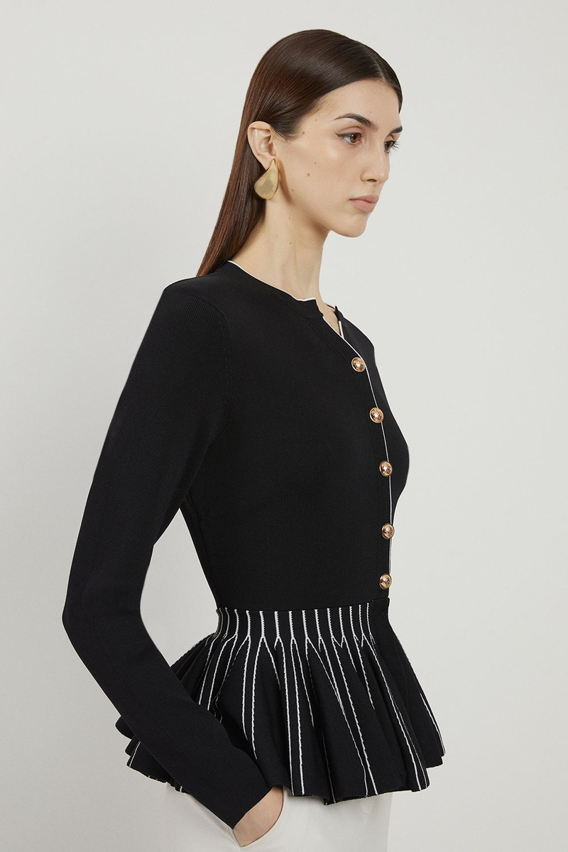 Viscose Blend Knit Peplum Jacket 3