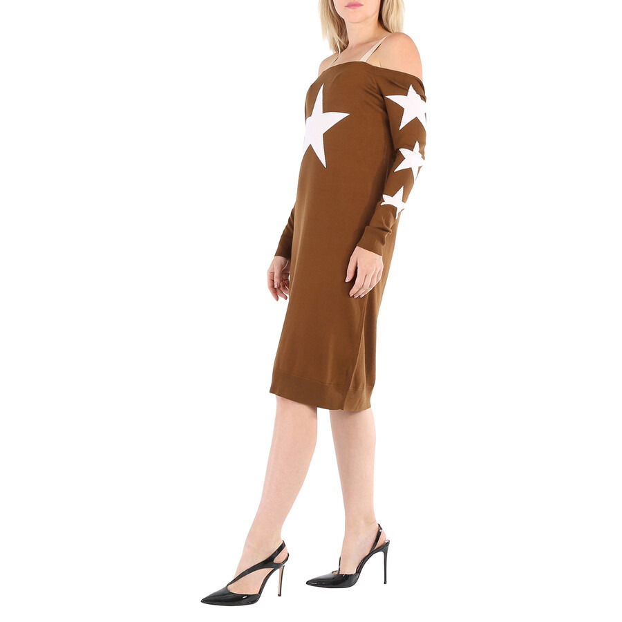 Burberry Ladies Mahogany Star Motif Reconstructed Wool Sweater Dress - 3