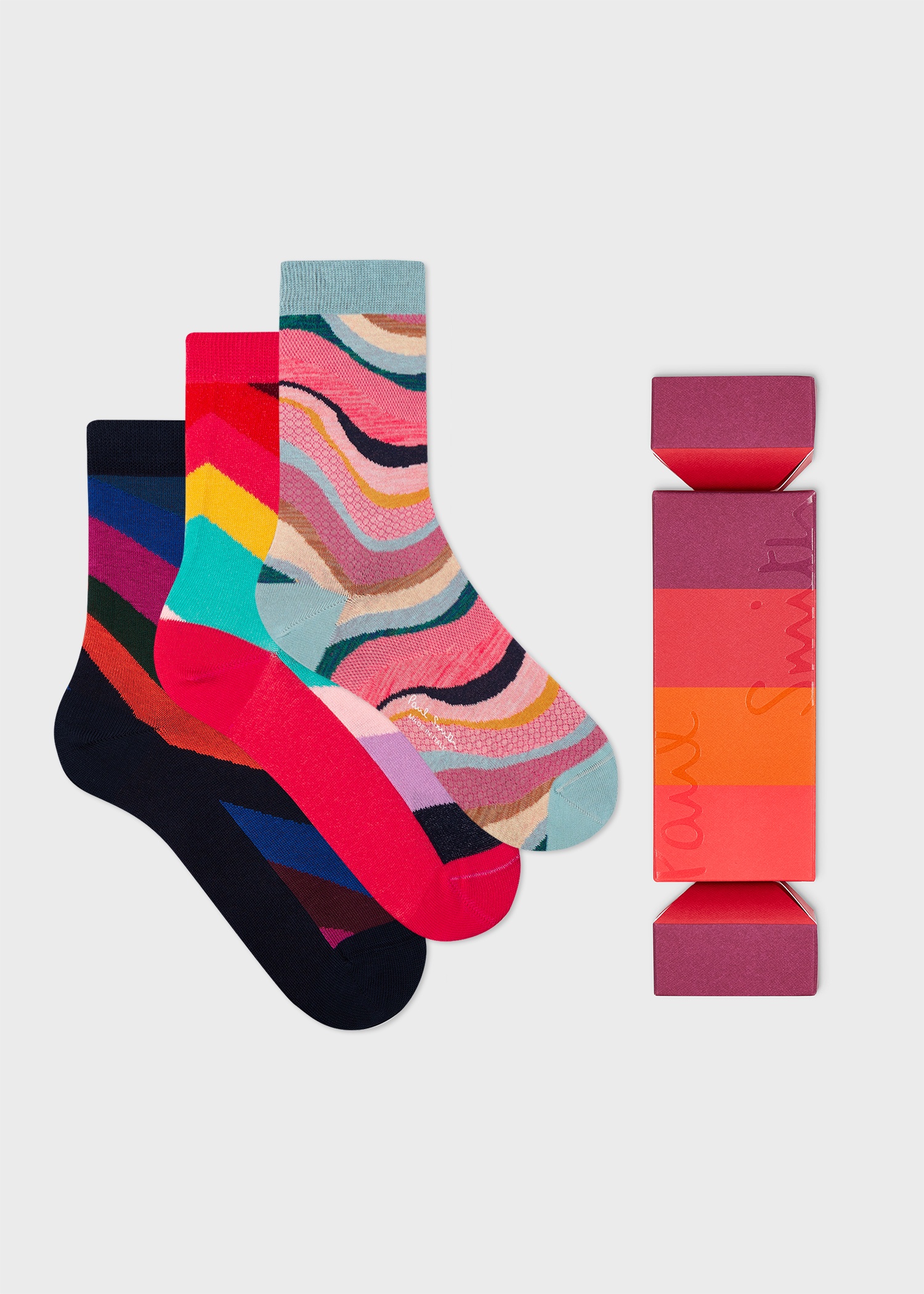 Women's Mixed 'Swirl' 'Festive Cracker' Socks Three Pack - 1