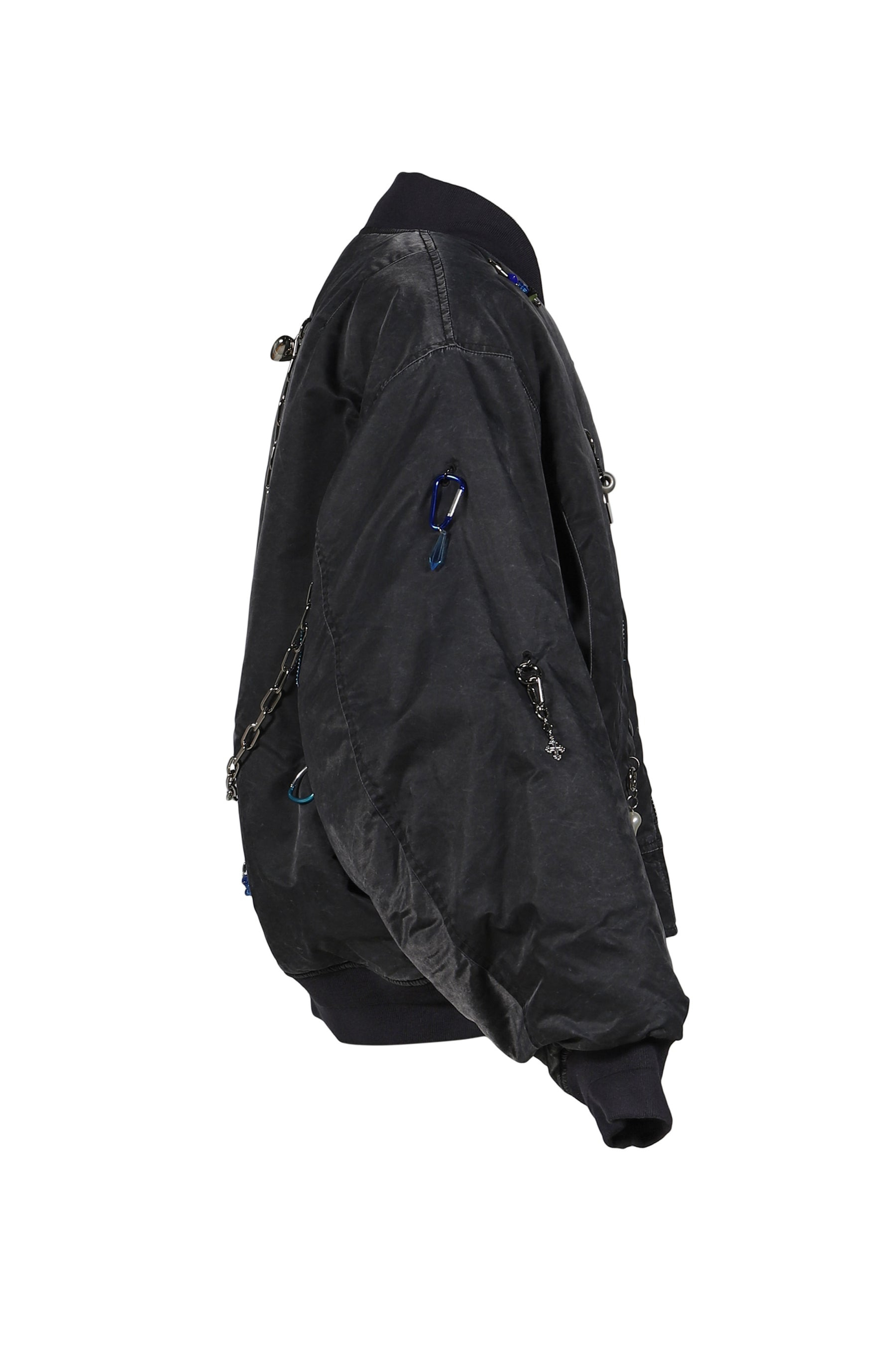 KEY CHAIN DECORATED BOMBER JACKET / GRY - 3