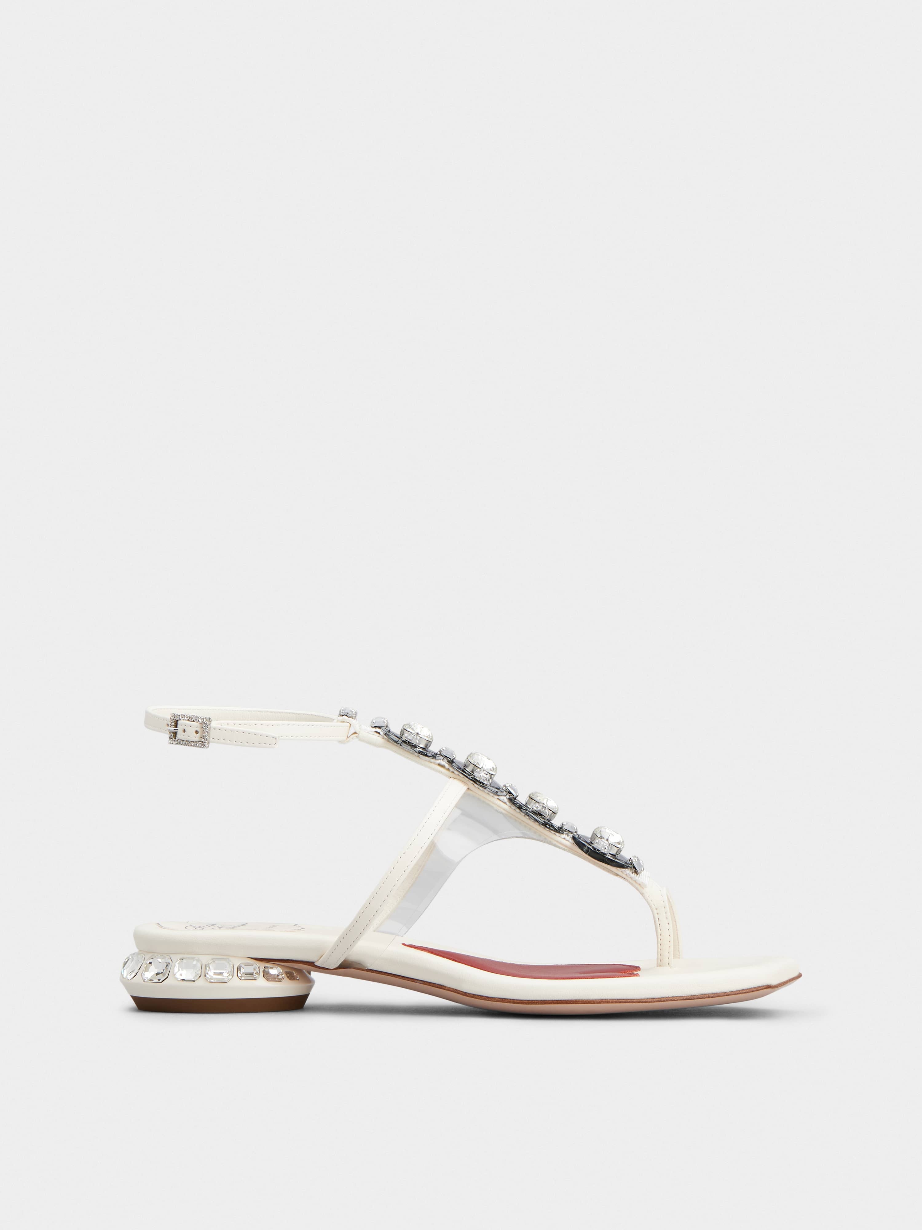 Roger Vivier Jewel Heel Disco Sandals in Leather | REVERSIBLE
