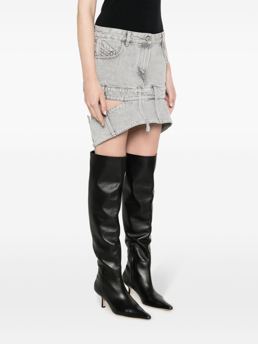 cut-out denim mini skirt - 3