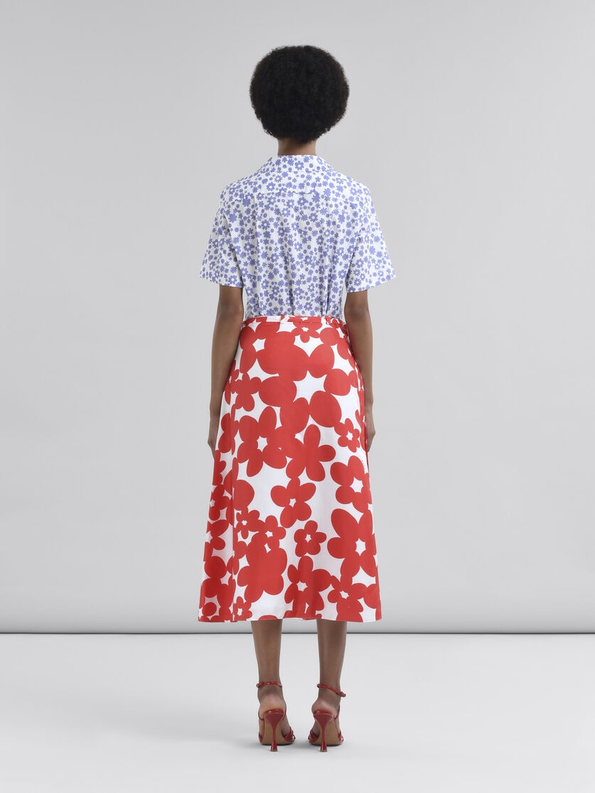 RED AND WHITE DILLIES PRINT SILK SKIRT - 3
