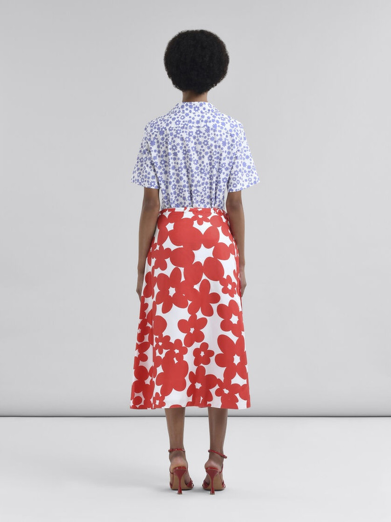 RED AND WHITE DILLIES PRINT SILK SKIRT 3