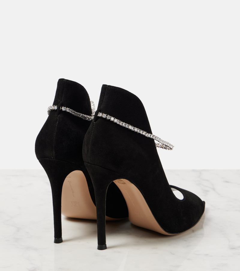 Gianvito Rossi Crystal-embellished suede sandals outlook