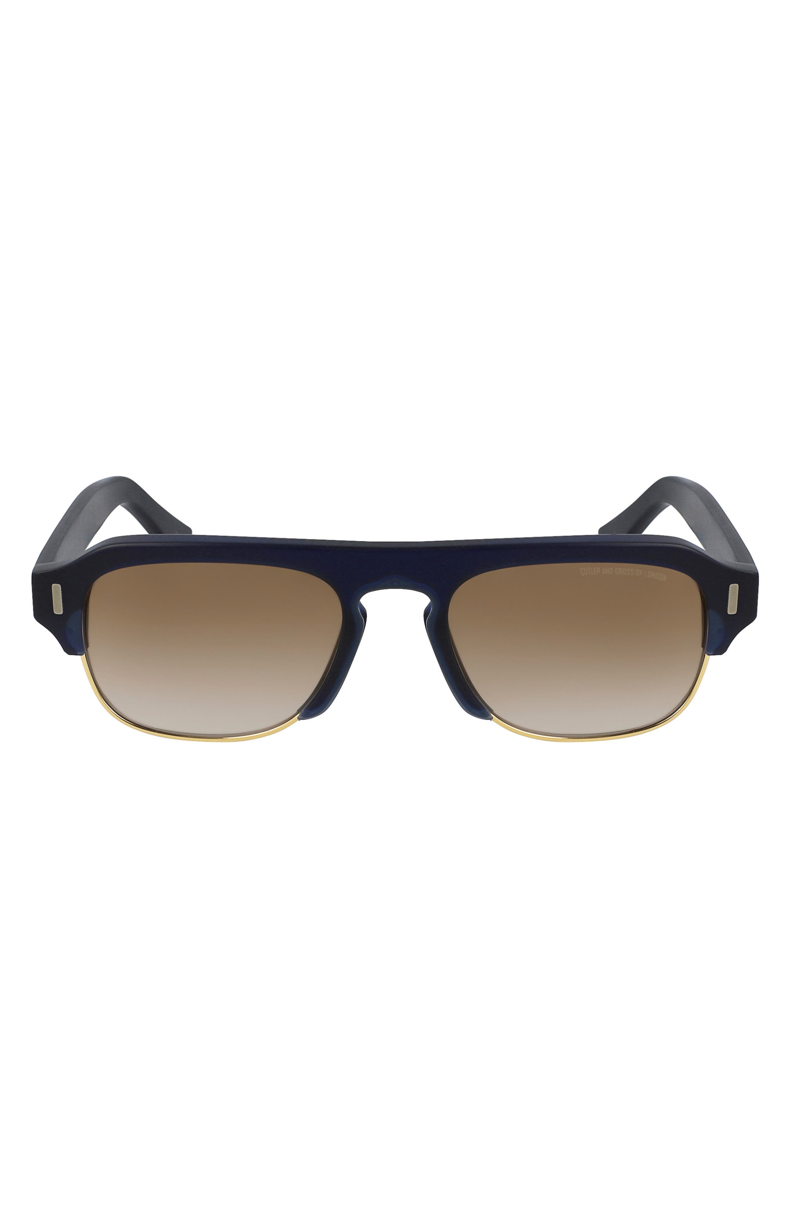 56mm Flat Top Sunglasses in Navy Blue/Gradient - 1