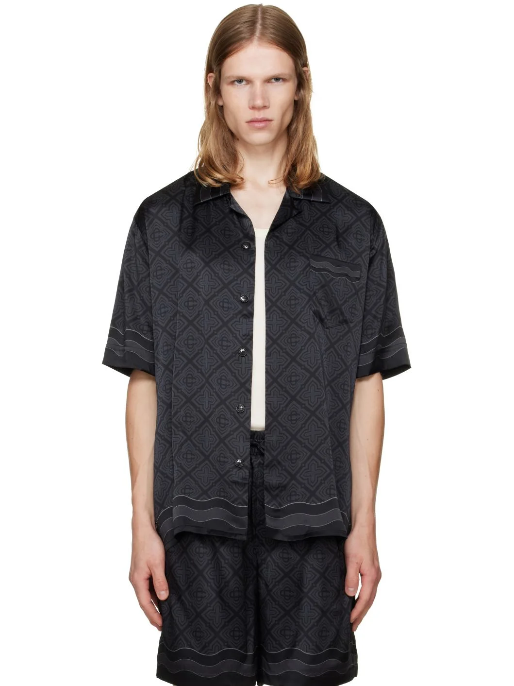 Black Cuban Collar S/S Shirt - 1