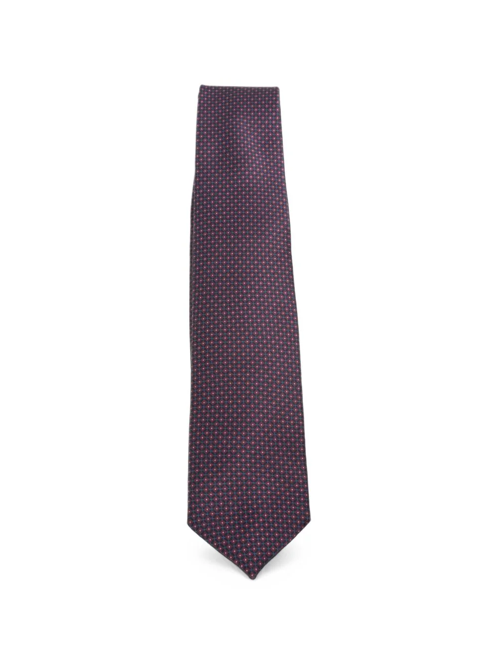 geometric-pattern silk tie - 1
