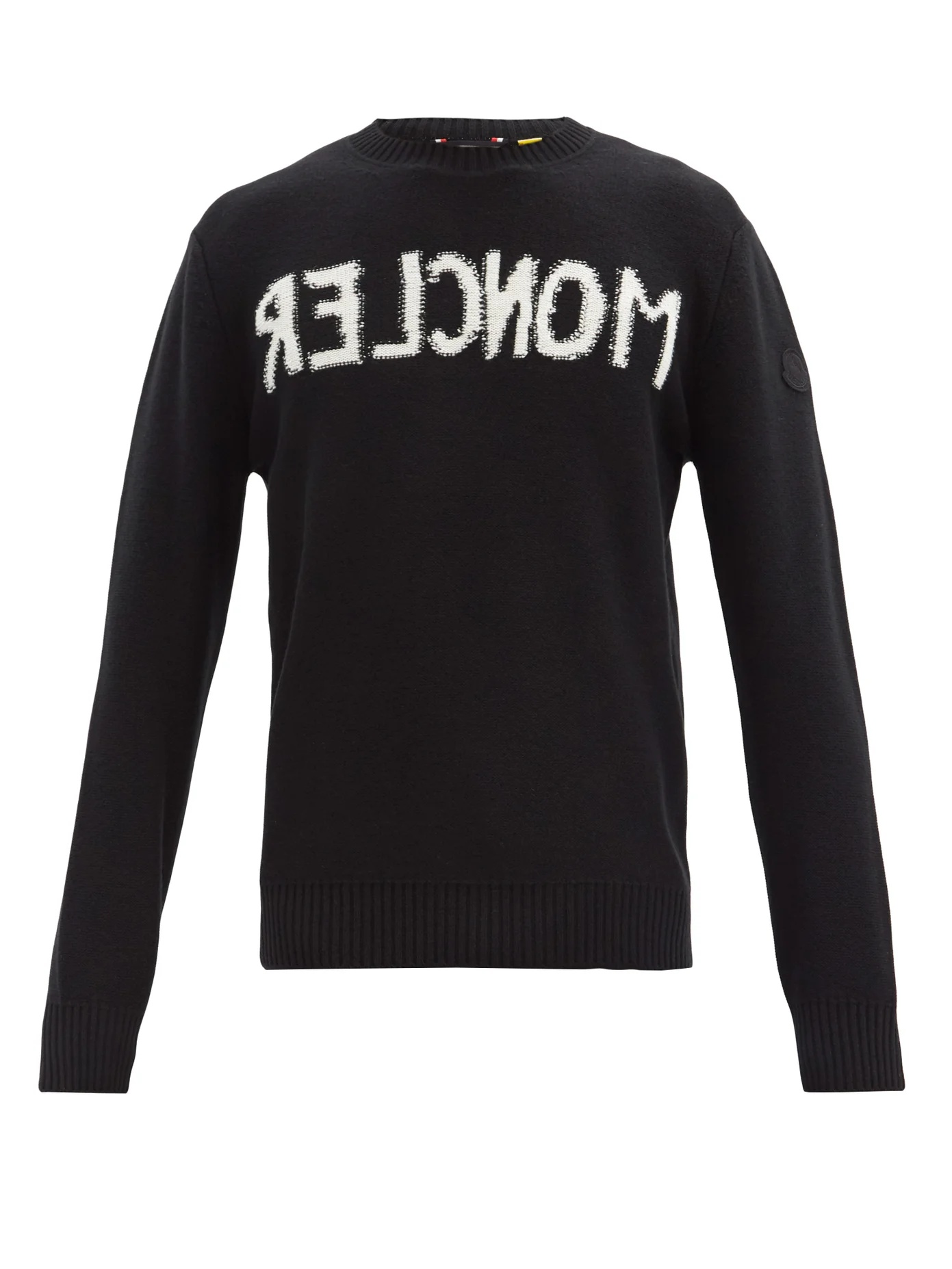 Mirrored logo-jacquard wool-blend sweater - 1