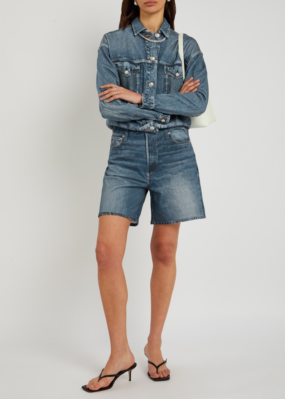 Rag & Bone Mirimar Kaia Denim-print Terry Shorts - 4