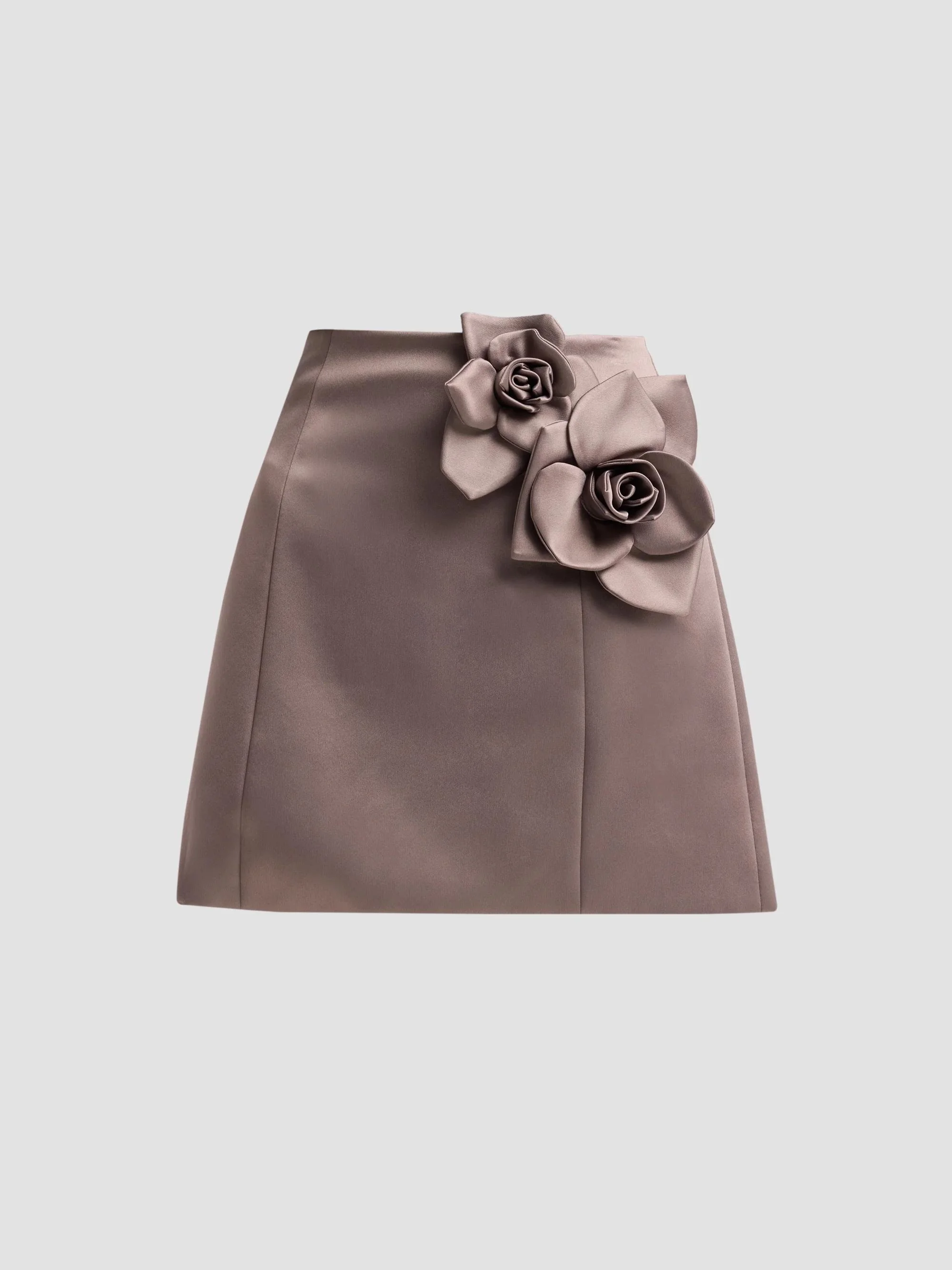 Women's Liva Satin Flower Mini Skirt - Steel Grey - 1