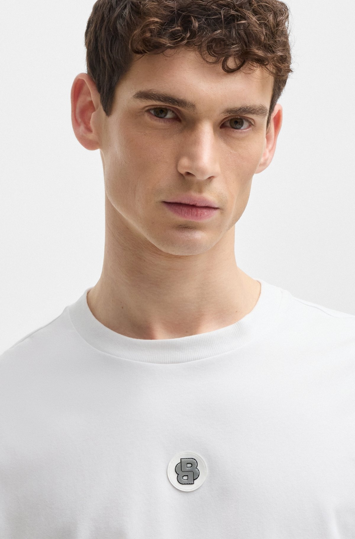 STRETCH-COTTON T-SHIRT WITH DOUBLE B MONOGRAM - 3
