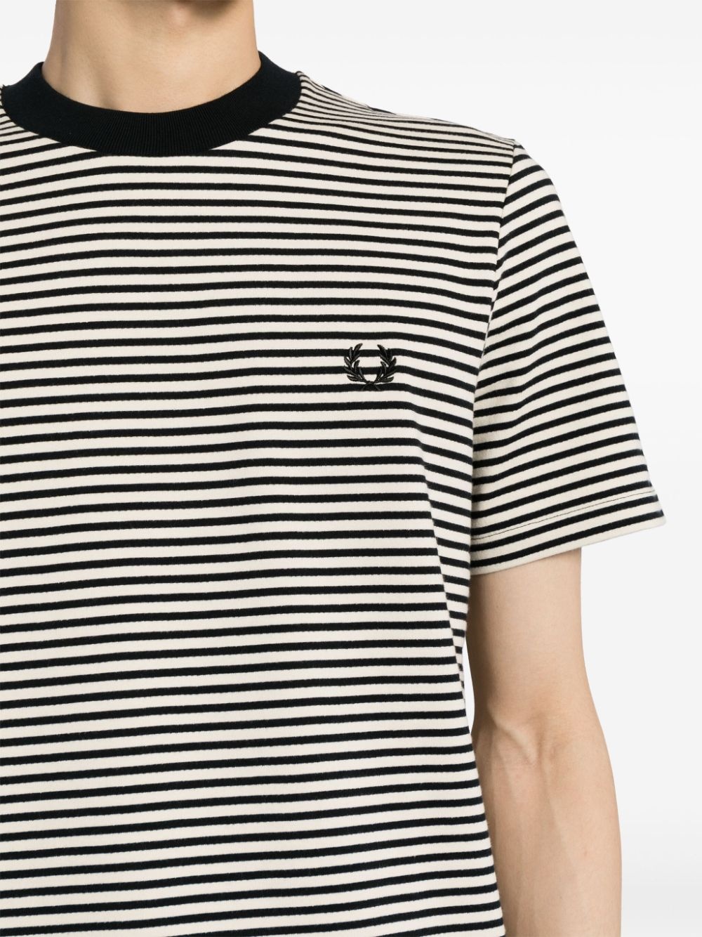 Laurel Wreath-embroidered striped T-shirt - 5