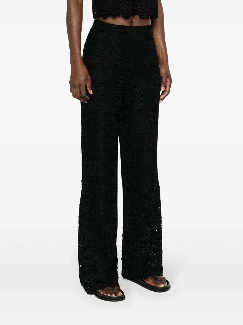 floral-appliquÃ© knitted trousers - 3