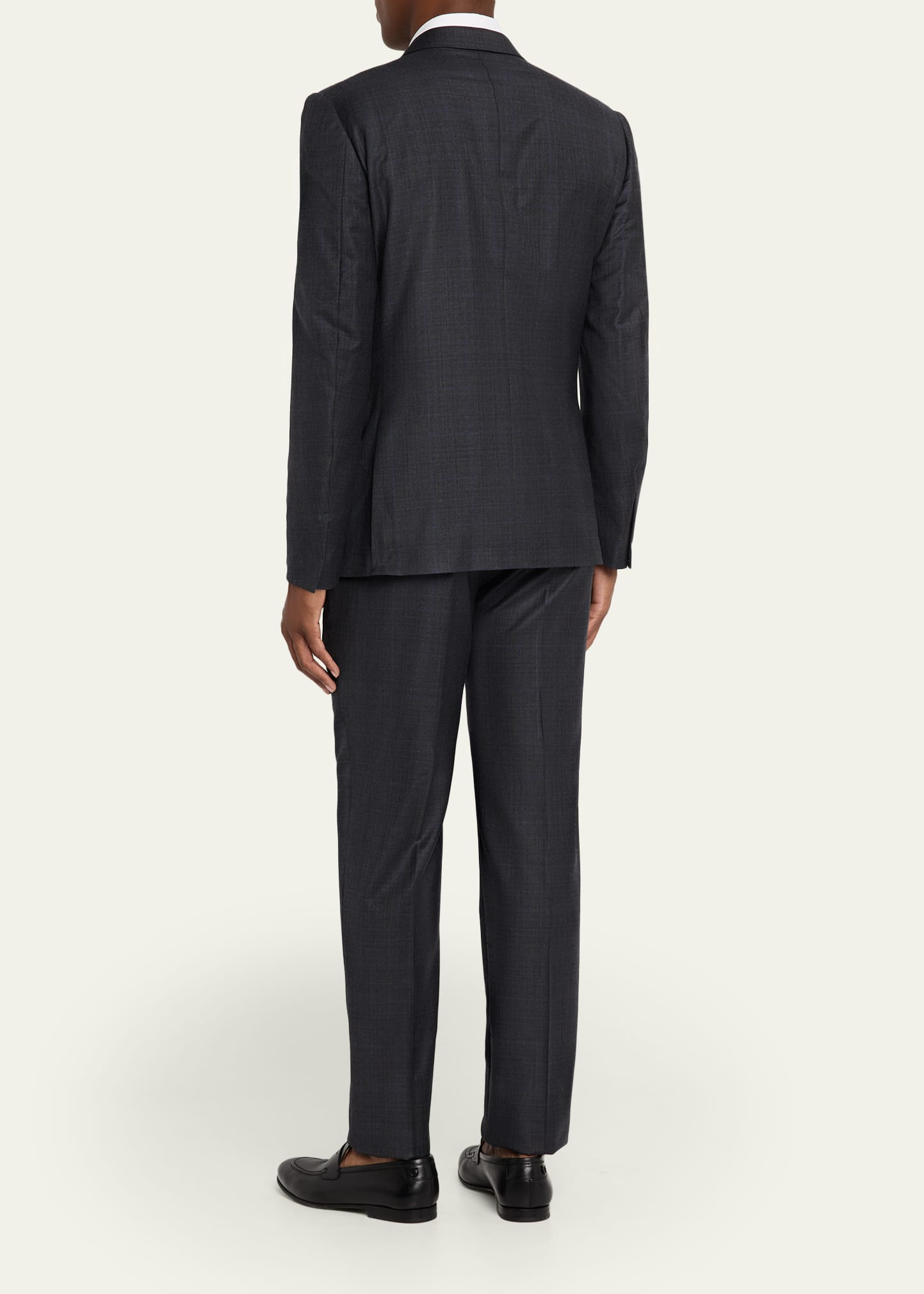 Men's Wool Windowpane Plaid Two-Piece Suit - 3