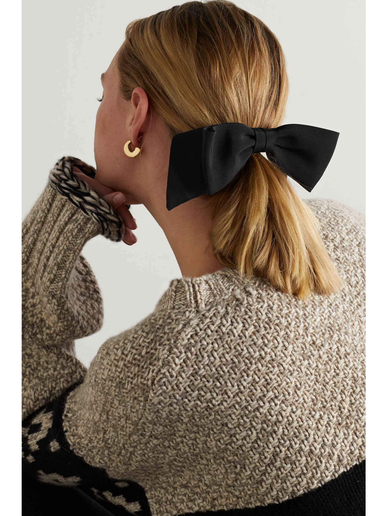 + NET SUSTAIN satin bow hair clip Black - 2