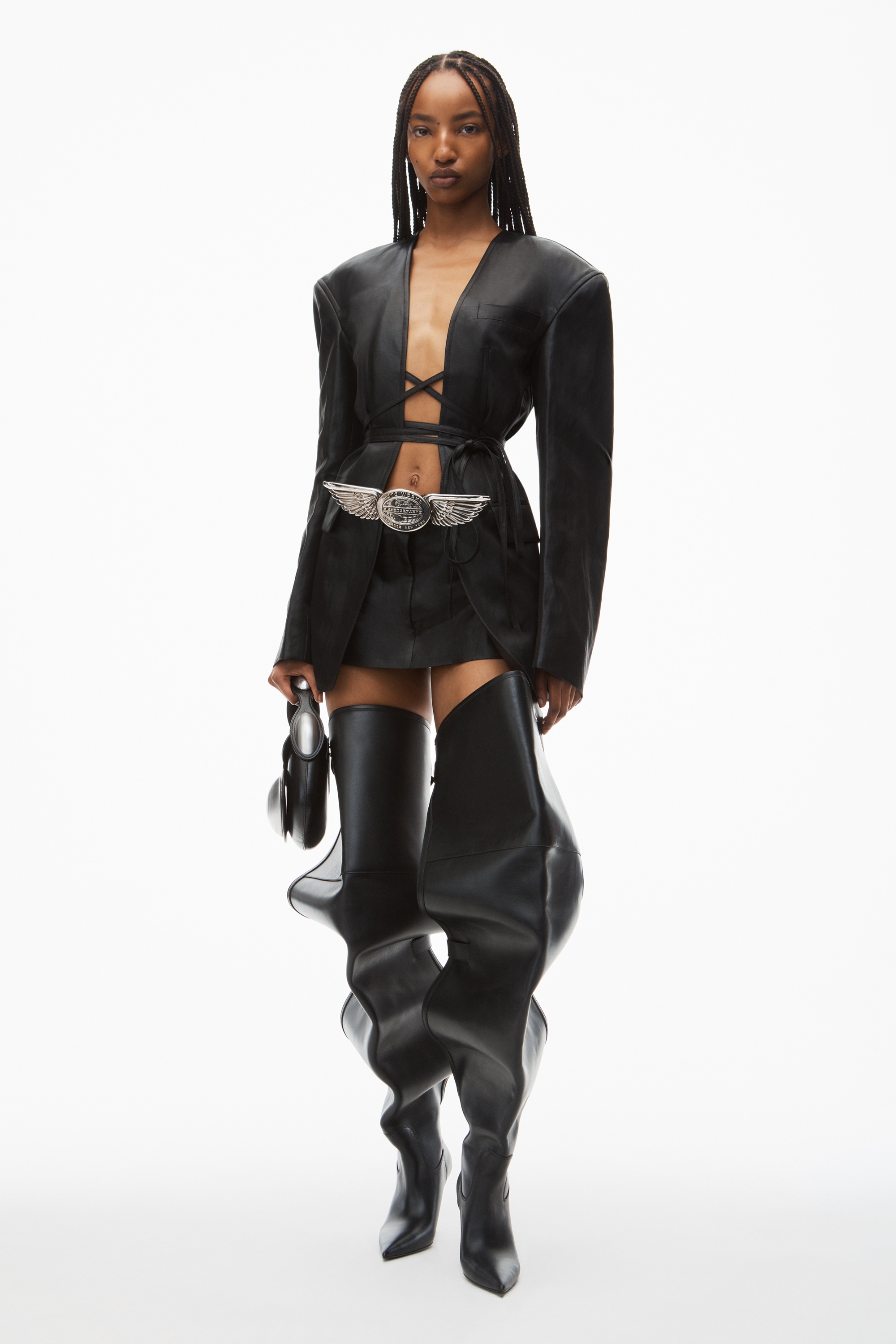 Alexander Wang open front blazer with self-tie closure in