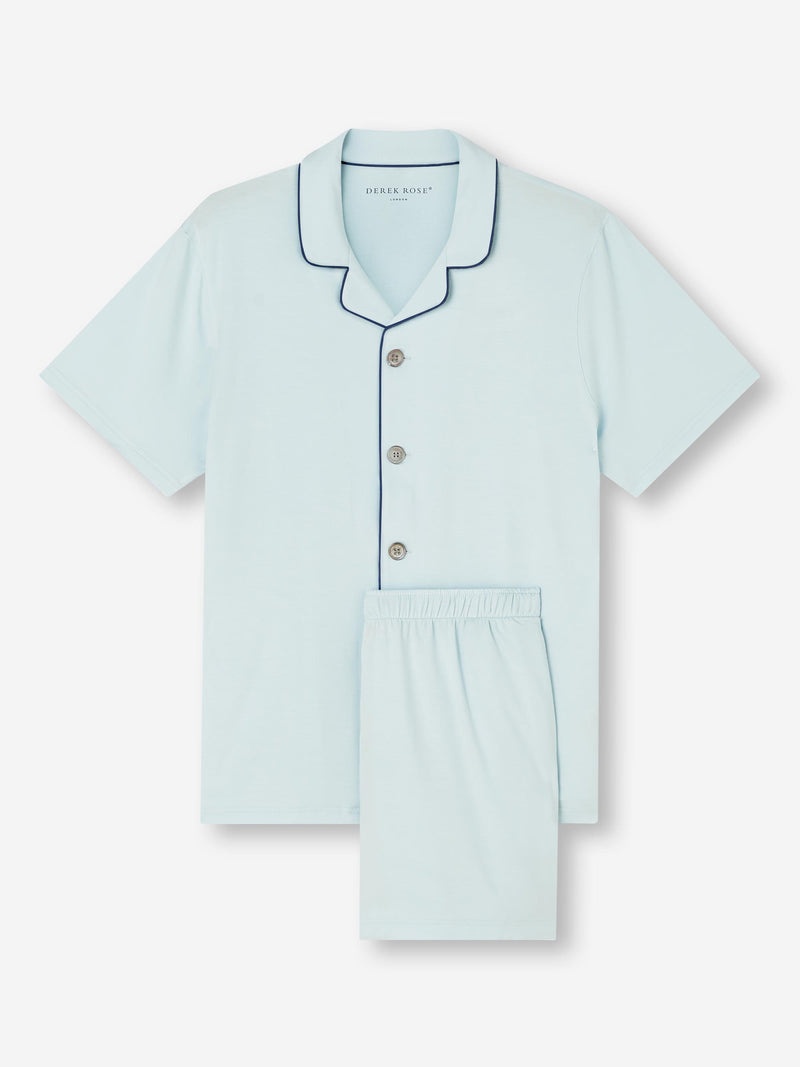 Men's Short Pajamas Basel Micro Modal Stretch Ice Blue - 1
