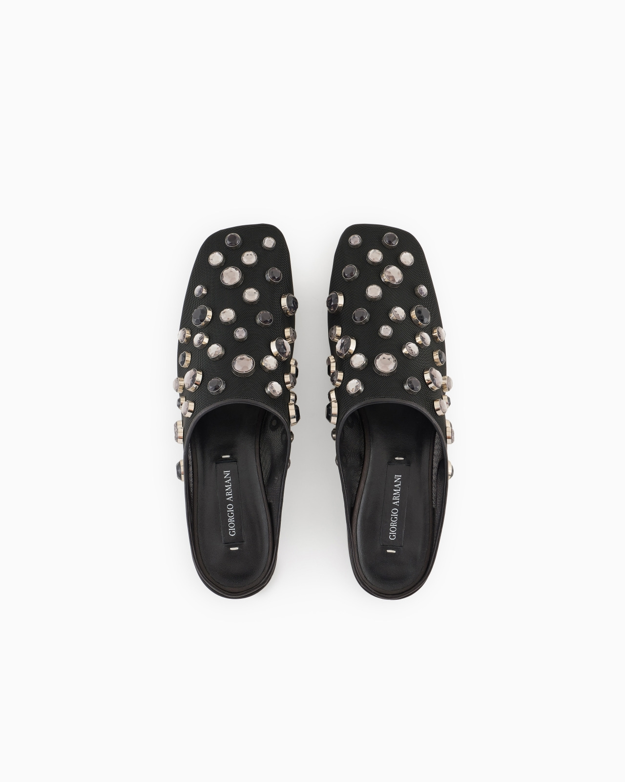GIORGIO ARMANI X 10 CORSO COMO MULES IN MESH AND ENCRUSTED RHINESTONES - 3