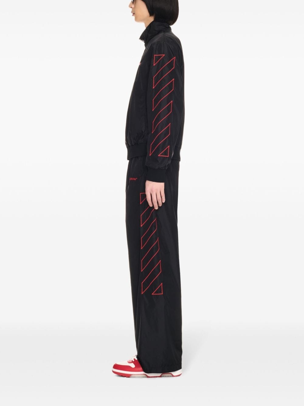 Diag-stripe embroidered track pants - 3