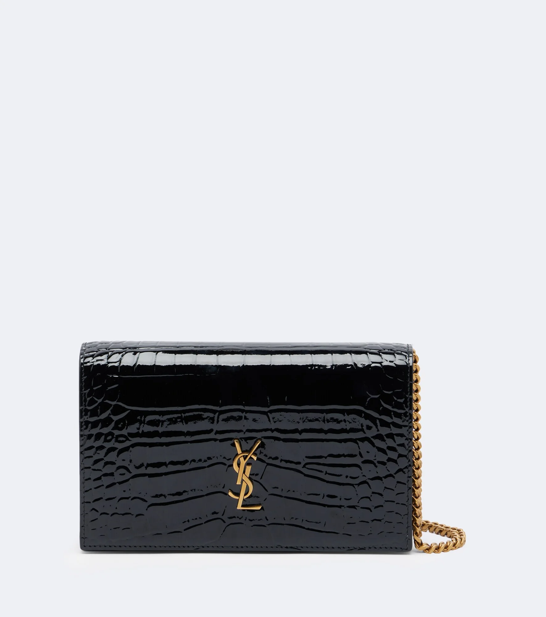 Cassandre croc-effect leather chain wallet - 1