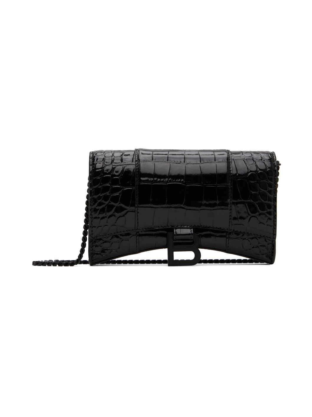 Black Croc Hourglass Bag - 1