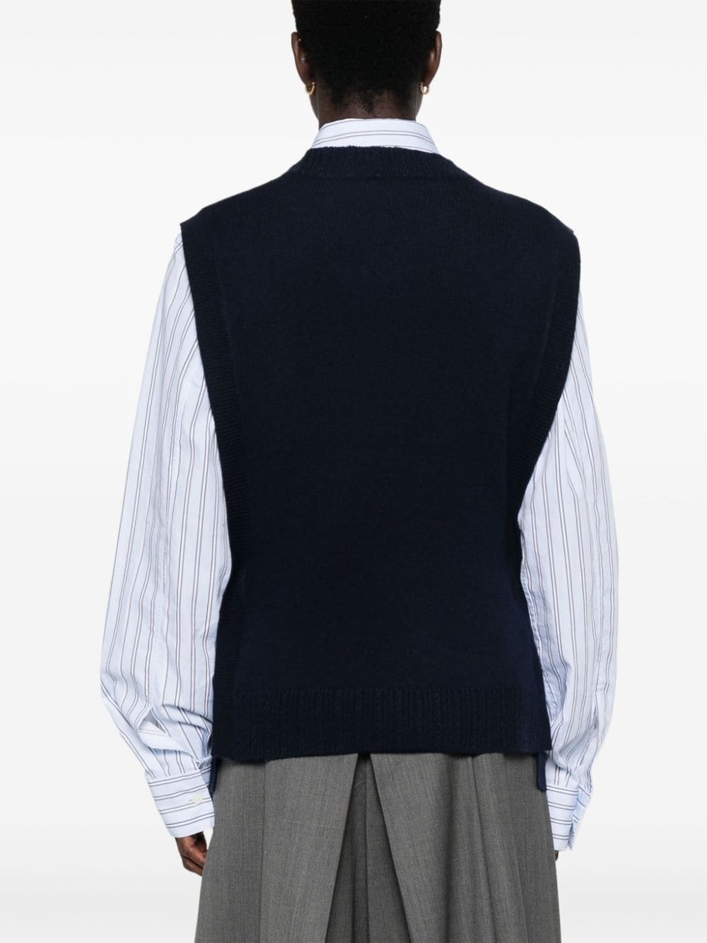 wool crew neck vest - 4