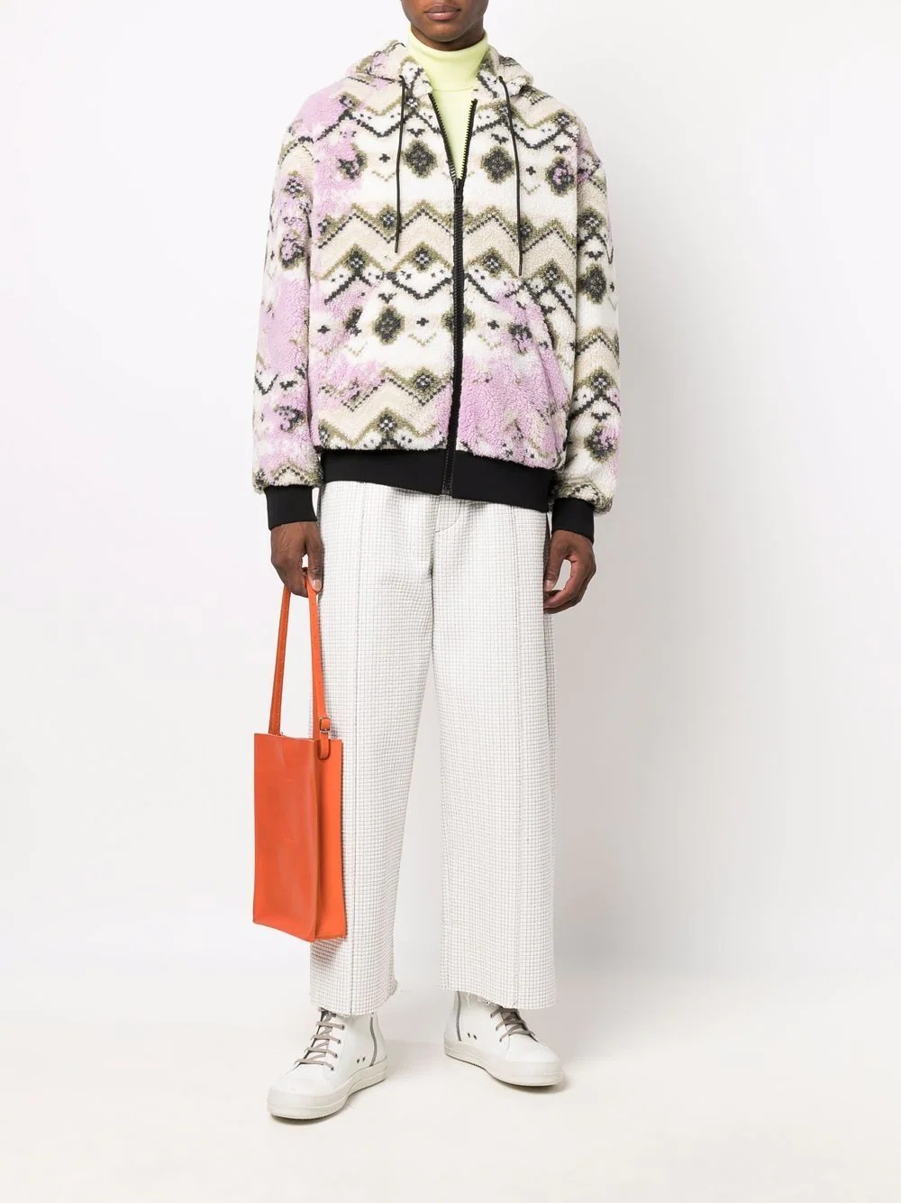 geometric print hooded jacket - 2