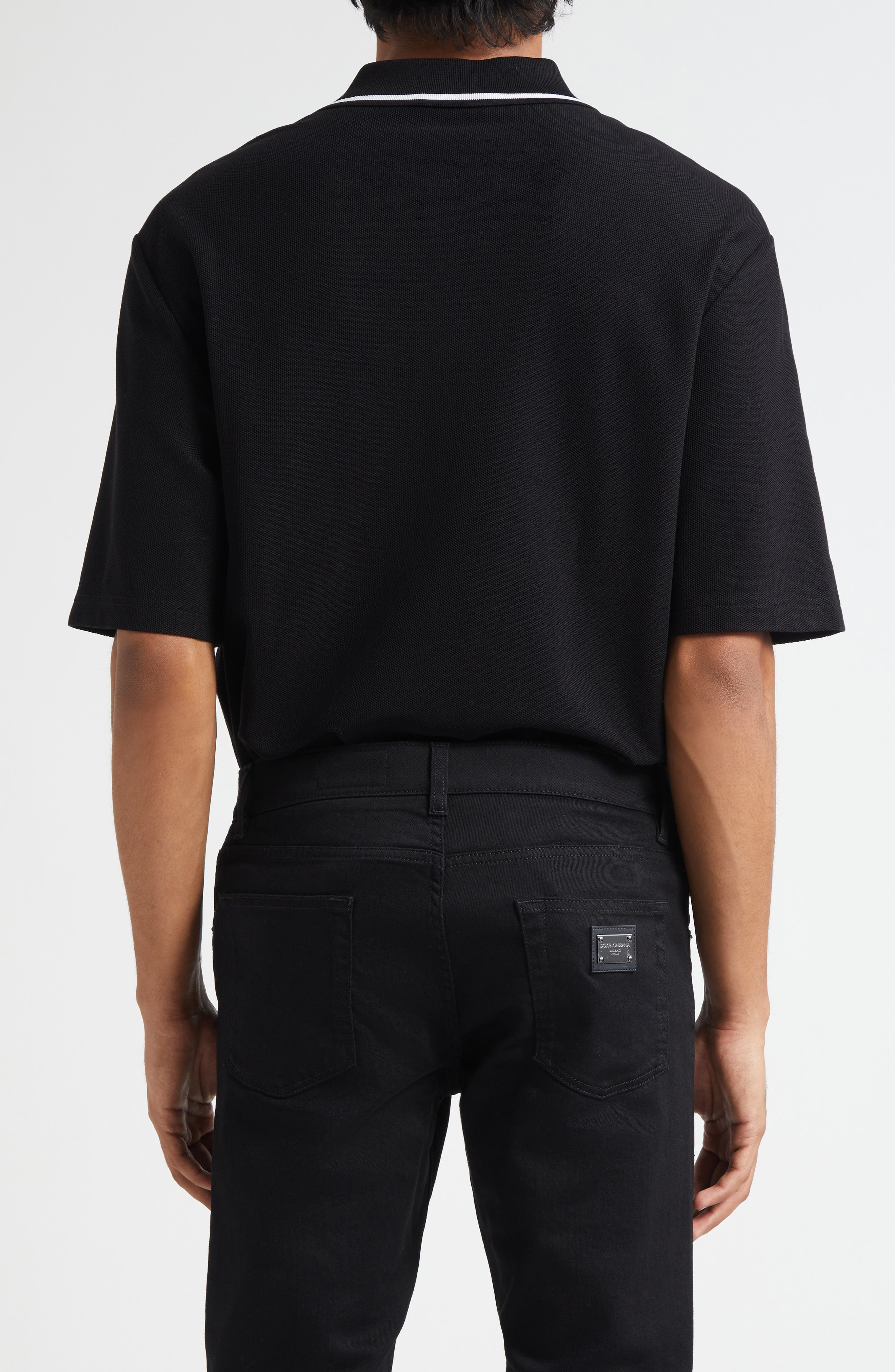 Dolce&Gabbana Logo Embroidered Cotton Piqué Polo in N0000 Nero at Nordstrom - 2