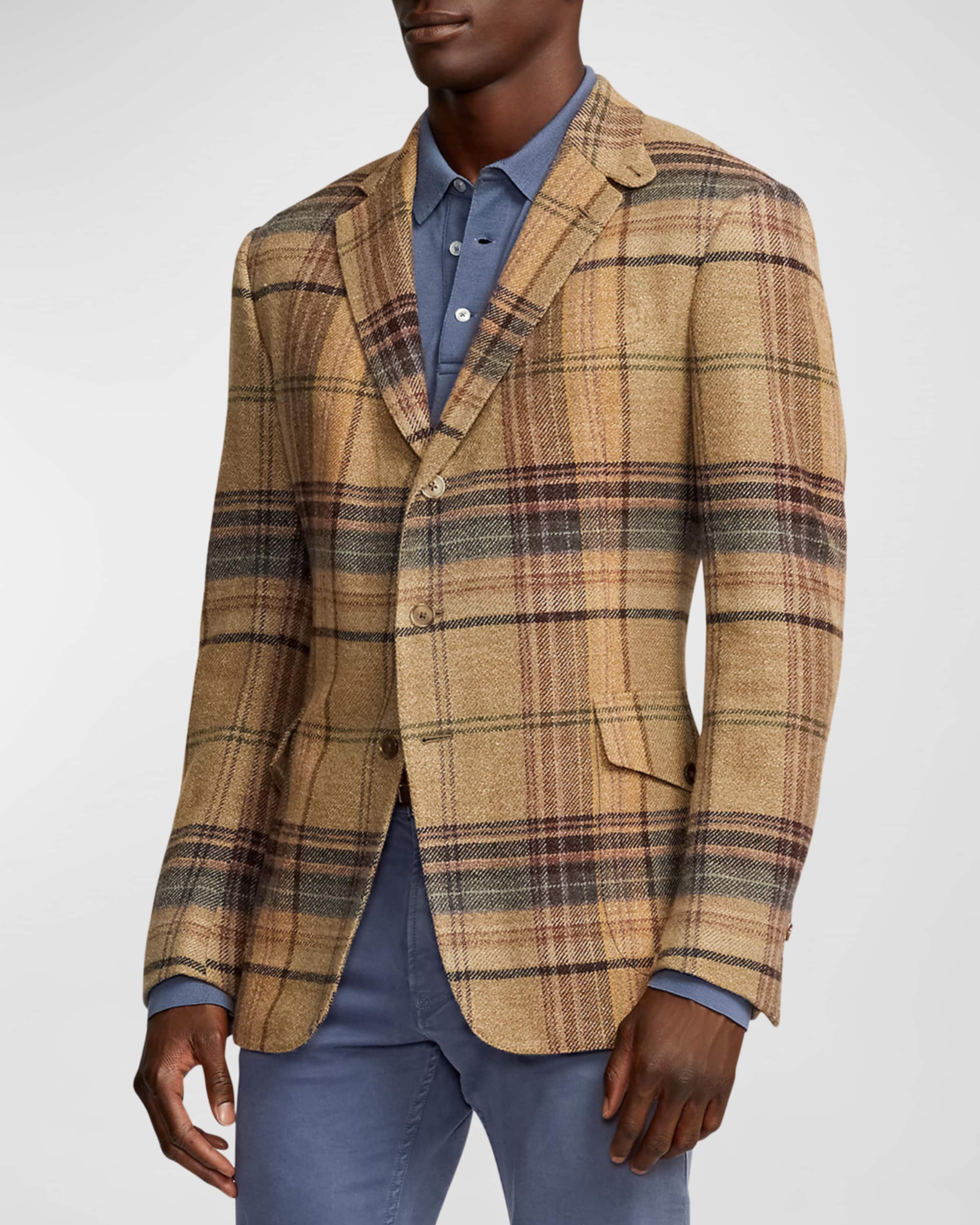 Men's Kent Hand-Tailored Plaid Tweed Sport Coat - 4