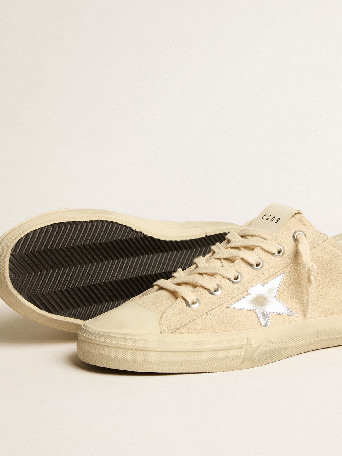 Men’s V-Star in pearl suede with silver metallic leather star - 3