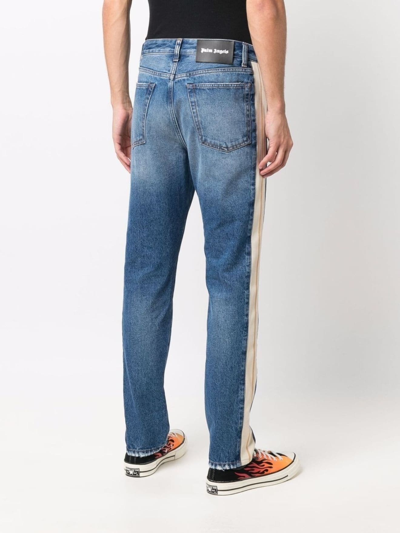 side-stripe straight-leg jeans - 4