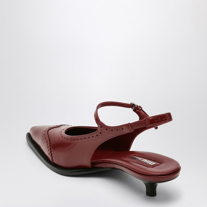 Miu Miu Brogue Bordeax Brushed Leather Pumps Women - 2