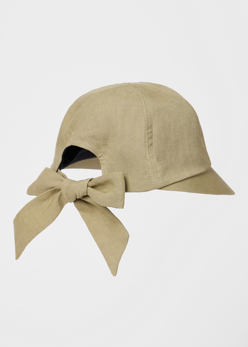 Paul Smith Women's Light Khaki Linen Bow Cap outlook
