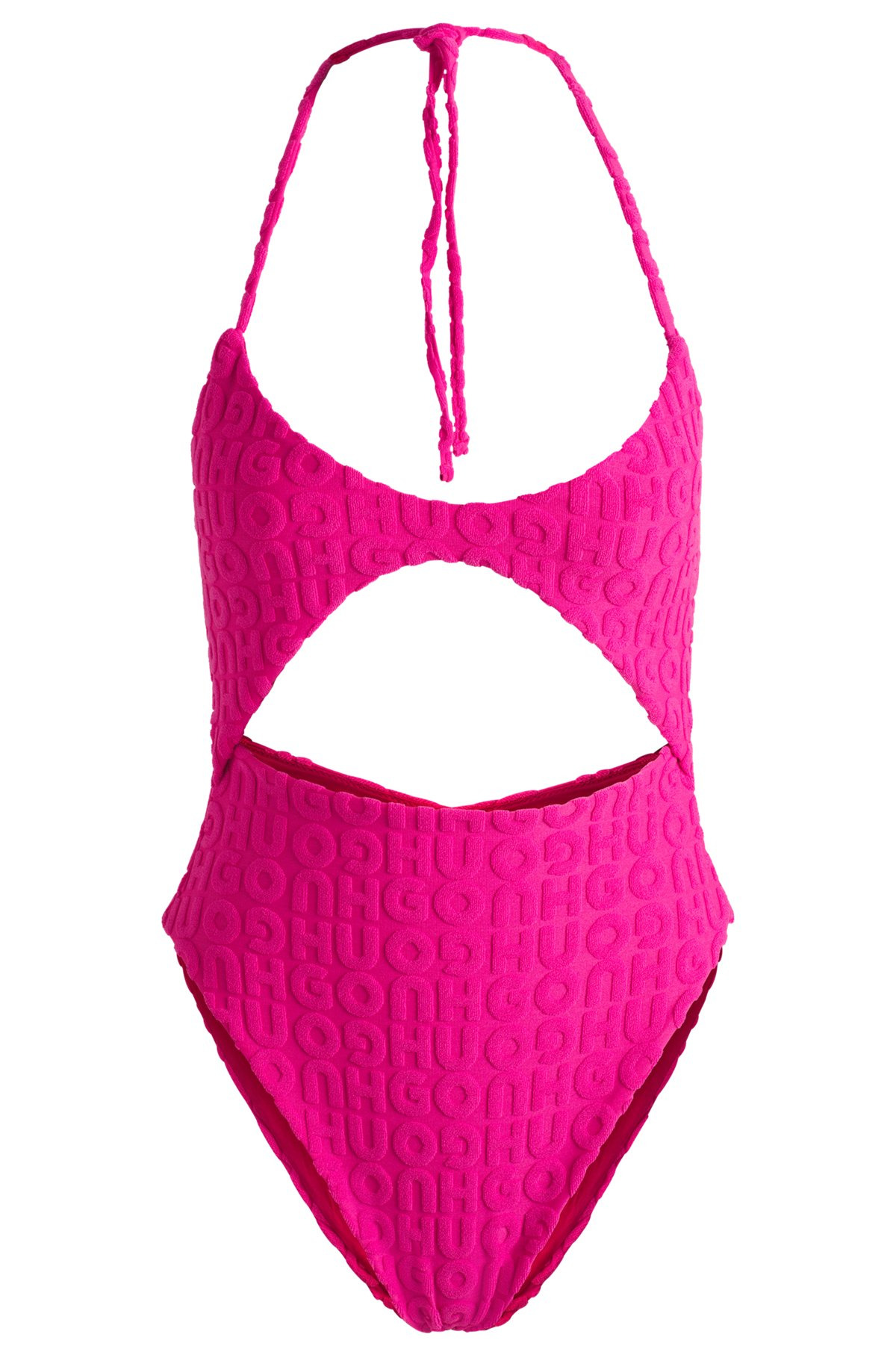 LOGO-PATTERN CUTOUT SWIMSUIT IN TOWELING JERSEY - 1