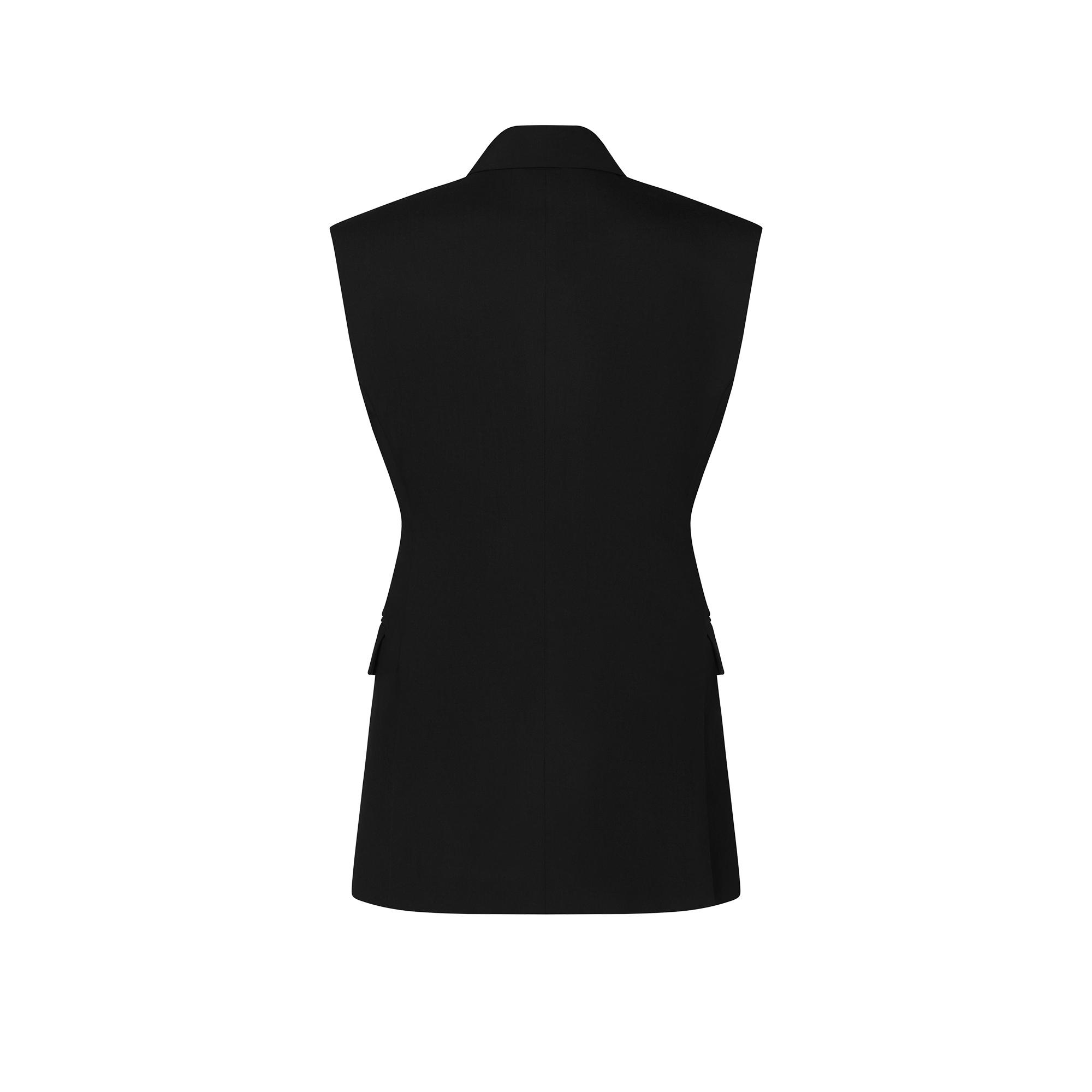 Button Scarf Sleeveless Jacket - 3