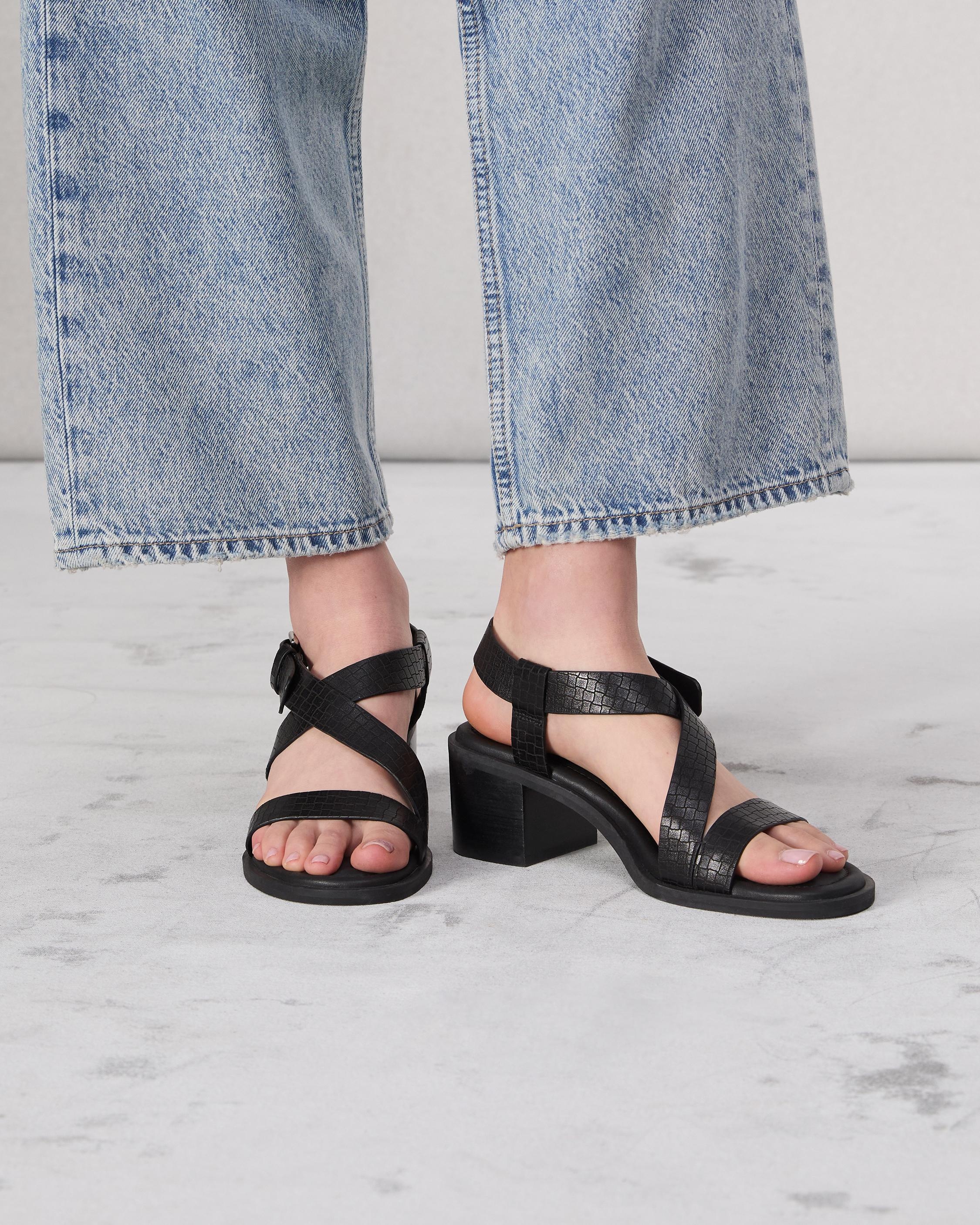 Geo Leather Block Heel - 2