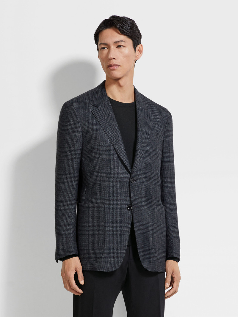 GREY AND BLACK SILK CASHMERE AND LINEN JACKET 4